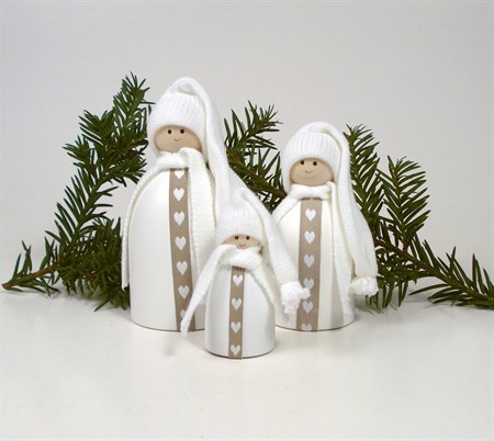 Tomte med hjärtband liten vit